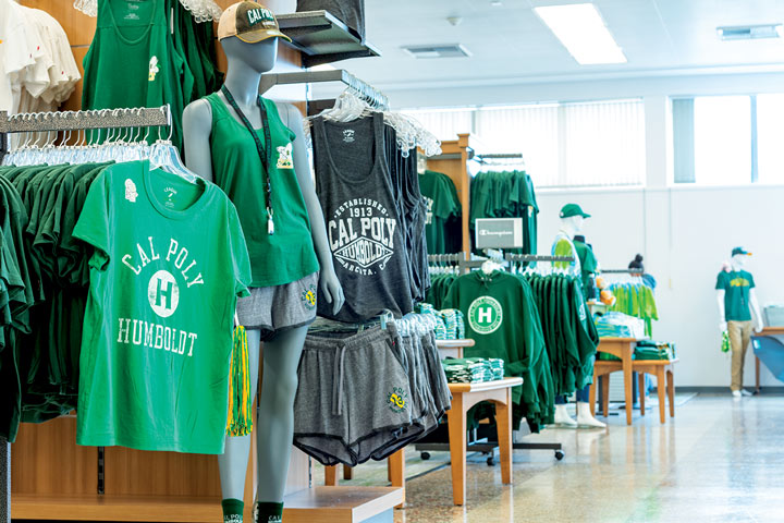 shirts hanging at the bookstore